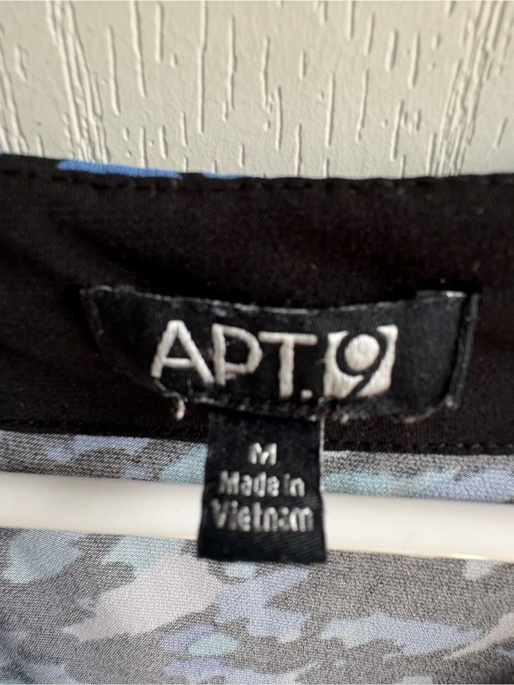 APT 9 Medium Blue Black Print Dress V Neck Empire Waist Knee Length Casual Work - Picture 4 of 5